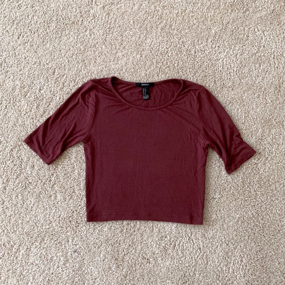 forever 21 burgundy/maroon crop top
